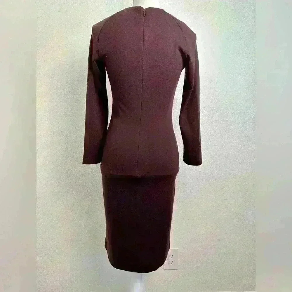 Salvatore Ferragamo Wool Plum Pencil Dress Size 38 - Picture 2 of 10
